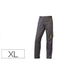 Pantalon de trabajo deltaplus cintura ajustable 5 bolsillos color gris verde talla xl