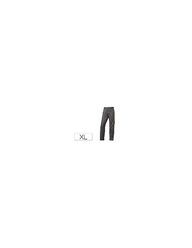 Pantalon de trabajo deltaplus cintura ajustable 5 bolsillos color gris verde talla xl