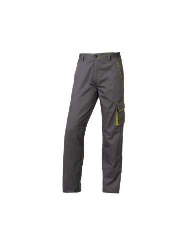 Pantalon de trabajo deltaplus cintura ajustable 5 bolsillos color gris verde talla xl