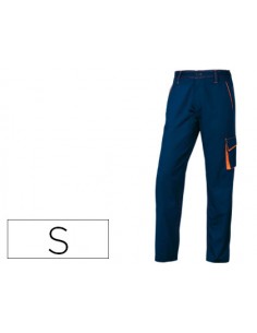 Pantalon de trabajo deltaplus cintura ajustable 5 bolsillos color azul naranja talla s