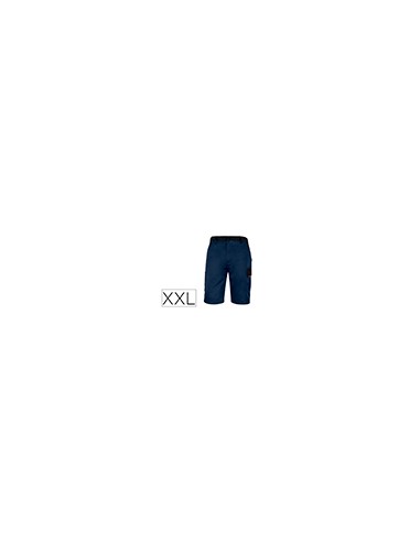 Pantalon de trabajo deltaplus bermuda cintura ajustable 5 bolsillos color azul naranjatalla xxl