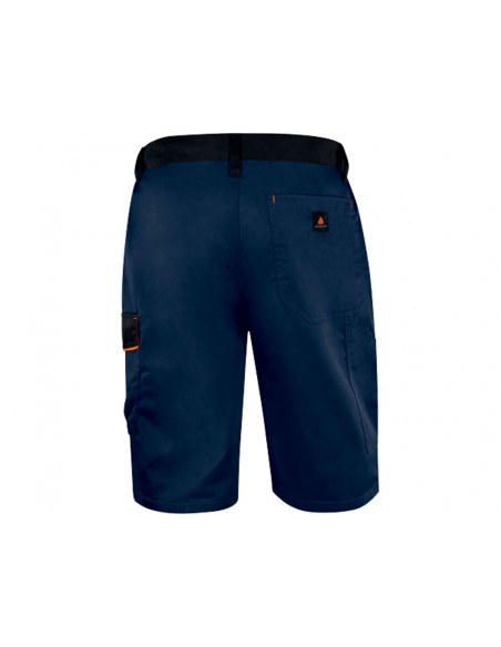 Pantalon de trabajo deltaplus bermuda cintura ajustable 5 bolsillos color azul naranjatalla xxl