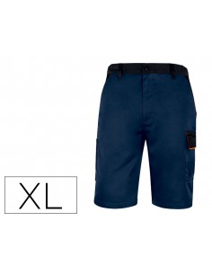 Pantalon de trabajo deltaplus bermuda cintura ajustable 5 bolsillo color azul naranja talla xl