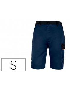 Pantalon de trabajo deltaplus bermuda cintura ajustable 5 bolsillos color azul naranjatalla s