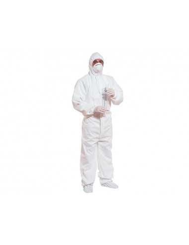 Traje de seguridad deltaplus polipropileno con capucha de un solo uso color blanco talla xl