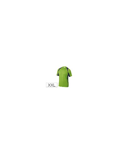 Camiseta deltaplus poliester manga corta cuello redondo tratamiento secado rapido color verde-gris talla xxl