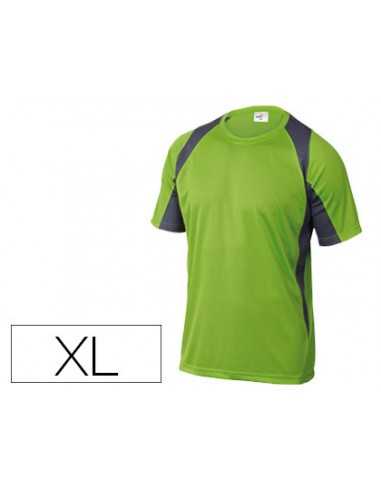 Camiseta deltaplus poliester manga corta cuello redondo tratamiento secado rapido color verde-gris talla xl