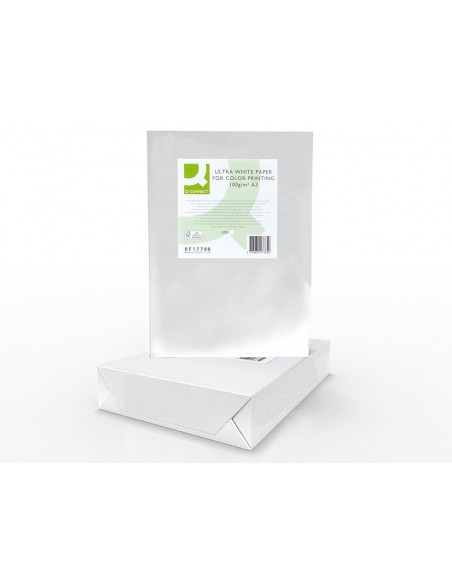 Papel fotocopiadora q-connect ultra white din a3 100 gramos paquete de 500 hojas