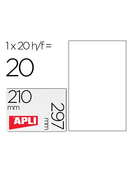 Etiqueta adhesiva apli translucidas 1225 210x297 mm fotocopiadora laser caja con 20 etiquetas