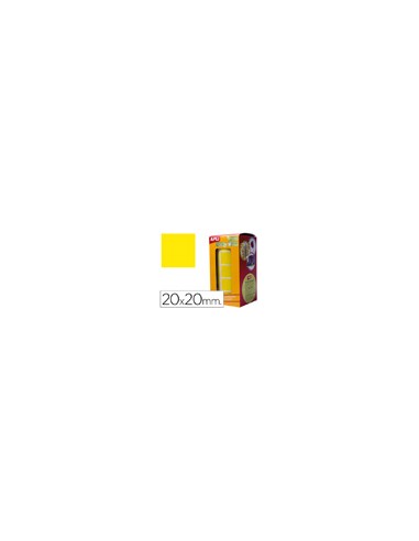 Gomets autoadhesivos cuadrados 20x20 mm amarillo rollo de 1770 unidades