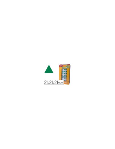 Gomets autoadhesivos triangulares 21x21x21 mm verde rollo de 2832 unidades