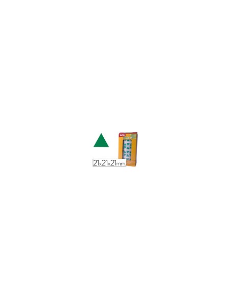 Gomets autoadhesivos triangulares 21x21x21 mm verde rollo de 2832 unidades