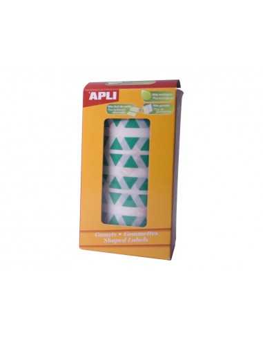 Gomets autoadhesivos triangulares 21x21x21 mm verde rollo de 2832 unidades