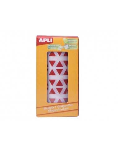 Gomets autoadhesivos triangulares 21x21x21 mm rojo rollo de 2832 unidades