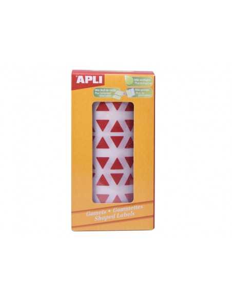 Gomets autoadhesivos triangulares 21x21x21 mm rojo rollo de 2832 unidades