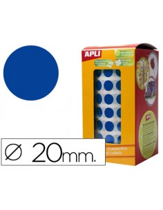 Gomets autoadhesivos circulares 20mm azul rollo de 1770 unidades