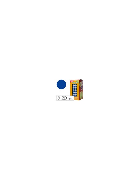 Gomets autoadhesivos circulares 20mm azul rollo de 1770 unidades