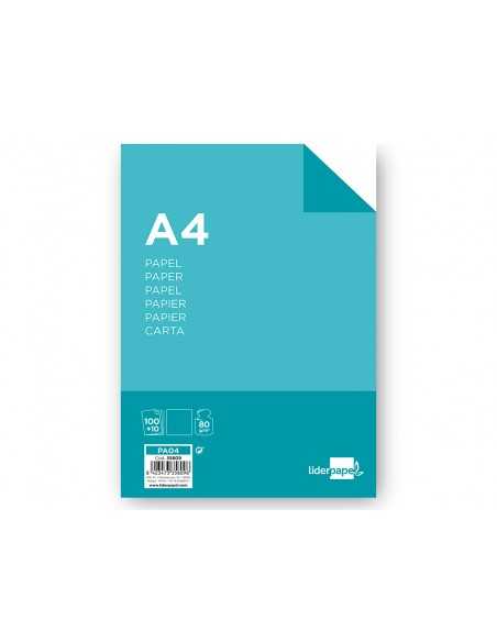Papel liderpapel a4 8og/m2 liso paquete de 100 hojas + 10 hojas gratis