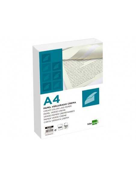 Papel verjurado liderpapel a4 120g/m2 crema paquete de 100 hojas Papel verjurado liderpapel a4 120g/m2 crema paquete de 100 hojas