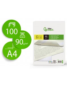 Papel verjurado liderpapel a4 90g/m2 crema paquete de 100 hojas