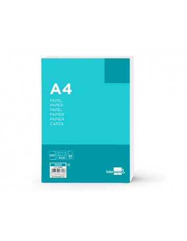 Papel liderpapel a4 80g/m2 sin taladros cuadro 4 mm paquete de 100 hojas