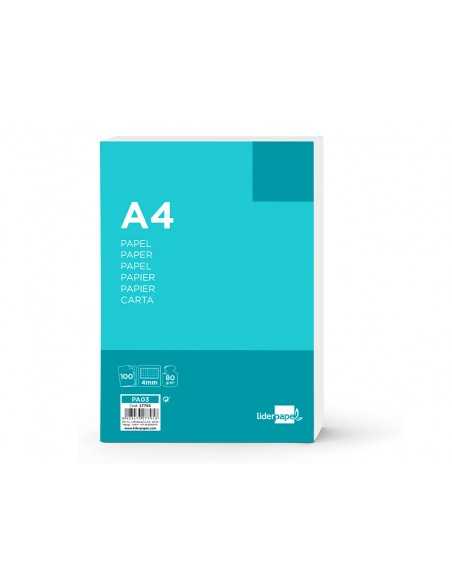 Papel liderpapel a4 80g/m2 sin taladros cuadro 4 mm paquete de 100 hojas Papel liderpapel a4 80g/m2 sin taladros cuadro 4 mm paquete de 100 hojas