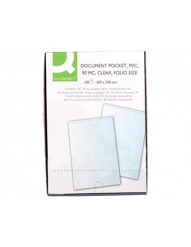 Funda portadocumento folio 90 micras pvc transparente