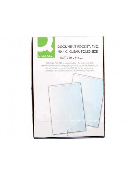 Funda portadocumento folio 90 micras pvc transparente