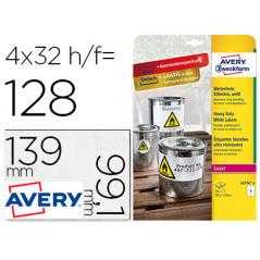 Etiqueta adhesiva avery poliéster blanco 99,1x139 mm para impresora láser pack de 32 unidades - Imagen 1