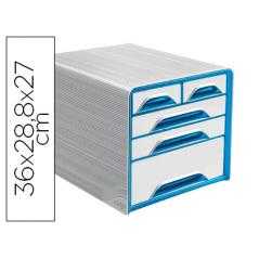 Fichero cajones de sobremesa cep 5 cajones mixtos blanco/azul 360x288x270 mm