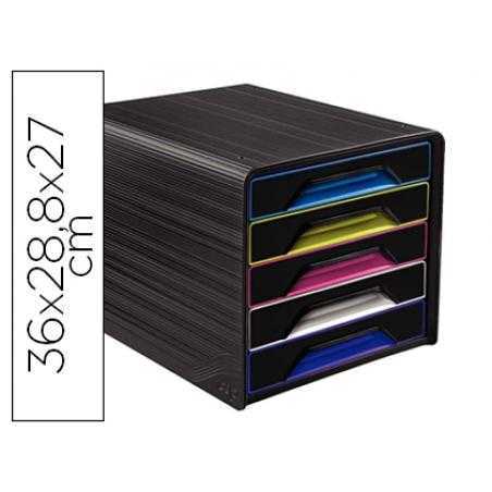 Fichero cajones de sobremesa cep 5 cajones negro/multicolor 360x288x270 mm