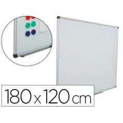 Pizarra blanca rocada acero vitrificado magnetico marco aluminio y cantóneras pvc 180x120 cm incluye bandeja - Imagen 1