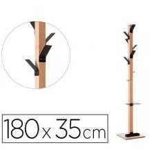 Perchero madera paperflow haya 8 colgadores con paraguero negro altura 180 cm