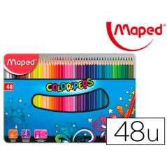 Lápices de colores maped color peps caja metálica de 48 lápices colores surtidos