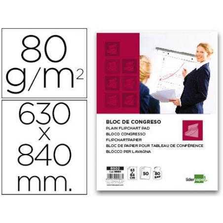 Bloc congreso liderpapel liso 63x84cm 50 hojas 80g/m2