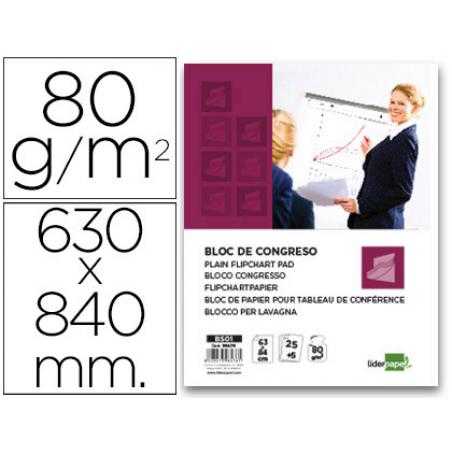 Bloc congreso liderpapel liso 63x84cm 25+5 hojas 80g/m2
