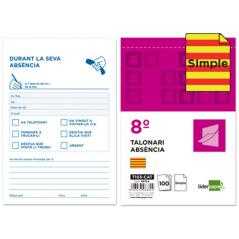 Talonario liderpapel ausentes octavo original t103 texto en catalan