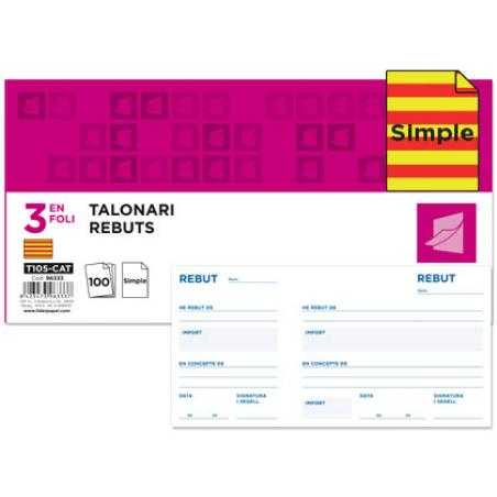 Talonario liderpapel recibos 3/fº original t105 con matriz texto en catalan