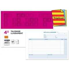 Talonario liderpapel entregas cuarto original y 2 copias t329 apaisado texto en catalan