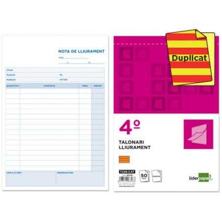 Talonario liderpapel entregas cuarto original y copia t226 texto en catalan