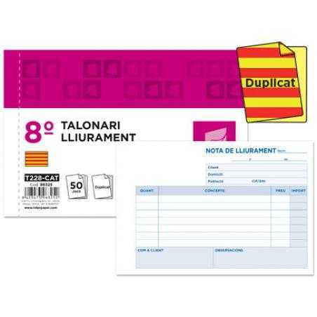 Talonario liderpapel entregas 8º original y copia t228 apaisado texto en catalan