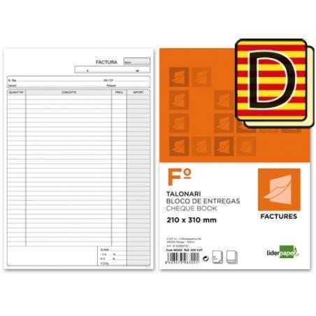 Talonario liderpapel facturas folio original y copia t223 con i.v.a. texto en catalan