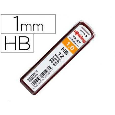 Minas rotring grafito 1 mm hb estuche de 12 minas