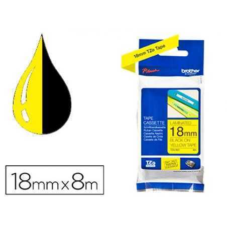 Cinta brother tze-641 amarillo-negro 18mm