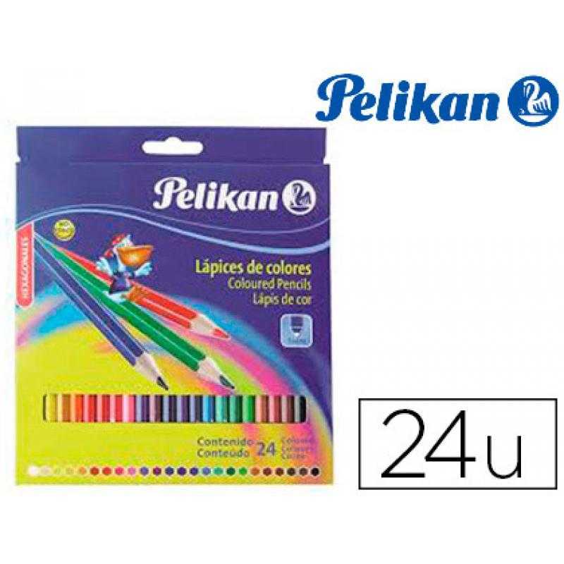 Lápices de colores pelikan hexagonales 24 colores caja de cartón