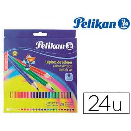 Lápices de colores pelikan hexagonales 24 colores caja de cartón