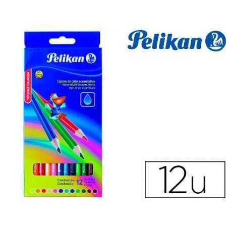 Lápices de colores pelikan hexagonales acuarelable 12 colores mina 3mm caja de cartón
