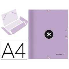 Carpeta antartik gomas a4 3 solapas carton forrado color lavanda