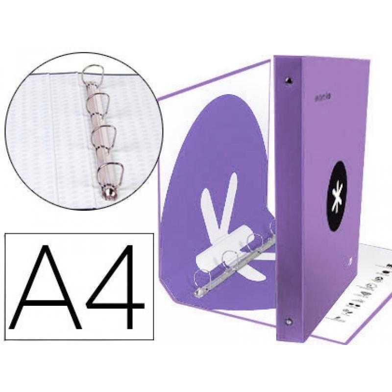 Carpeta 4 anillas 40 mm mixtas antartik a4 forrada color lavanda