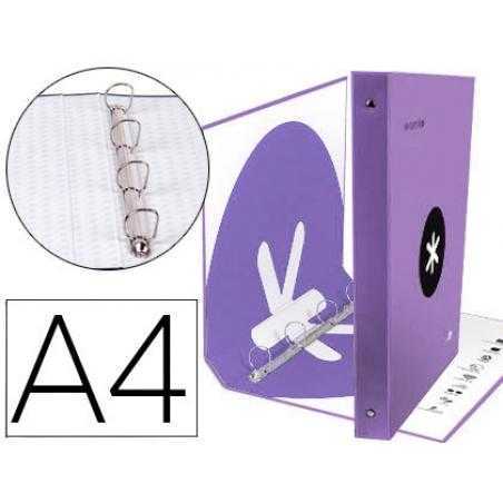 Carpeta 4 anillas 40 mm mixtas antartik a4 forrada color lavanda